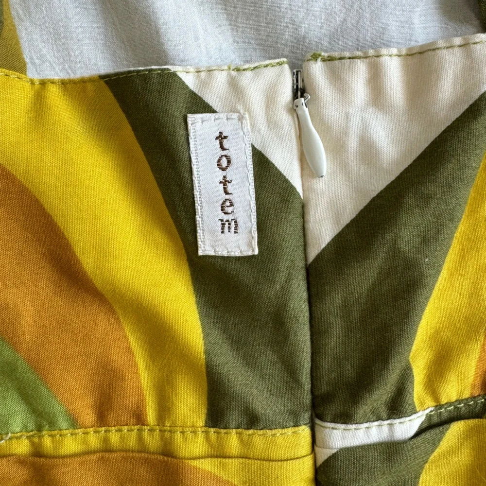 EUC Rare Totem Brand Mini Dress Retro Swirl Circle Green Yellow Orange Size XS S - Picture 3 of 9